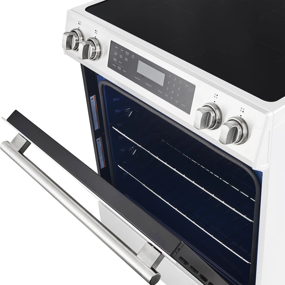 Forno 5-Piece Appliance Package - 30-Inch Induction Range, Under Cabinet Range Hood, Refrigerator, Dishwasher, and  30-Inch Microwave Oven in White with Stainless Steel Trim - APR5-905-30WHT-MWO30