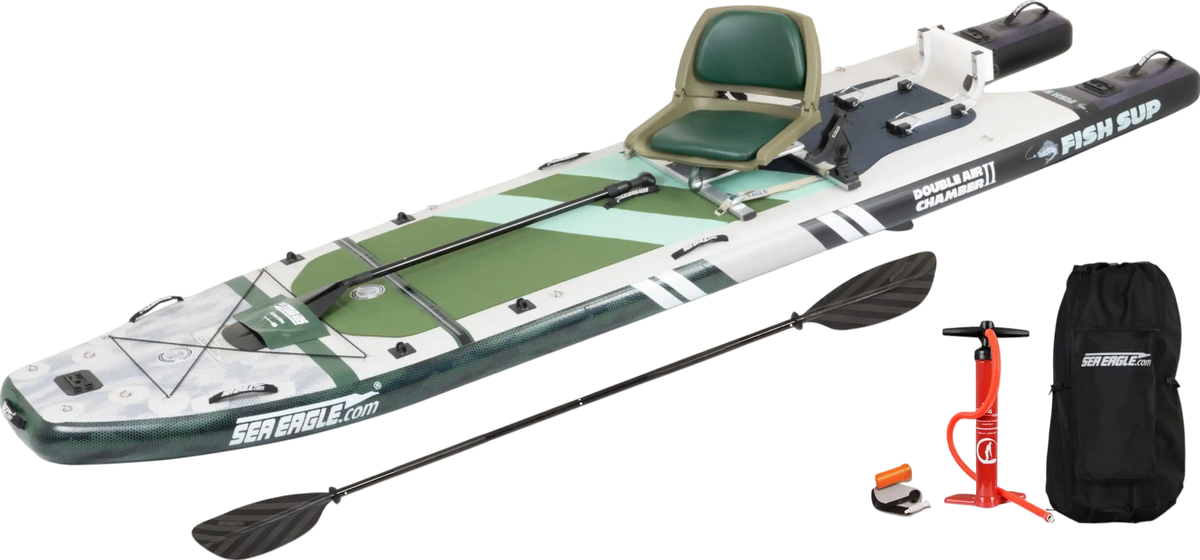 Sea Eagle FS1210K_FR 12'10" FishSUP 1210 Inflatable Fishing Paddleboard Swivel Seat Fishing Rig Package New - FS1210K_FR