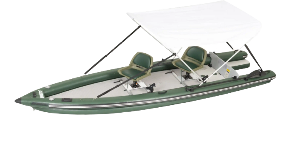 Sea Eagle FSK16K_SWC FishSkiff 16 Inflatable Fishing Boat 2 Person Swivel Seat Canopy Package New - FSK16K_SWC