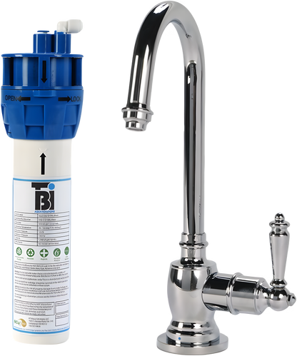 AquaNuTech Filtration System Combo with Traditional C-Spout Cold Water Faucet New - FL-C2200-CH