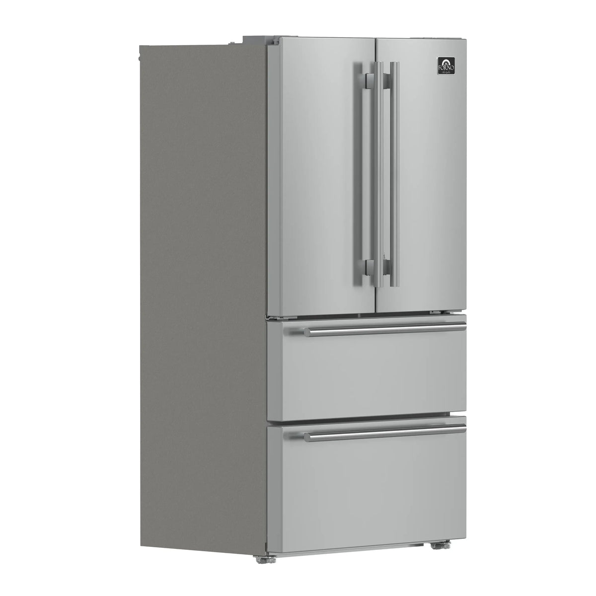 Forno 36-Inch Moena French Door Refrigerator - 19 cu.ft with Double Freezer Drawer and Ice Maker FFRBI1820-36SB -