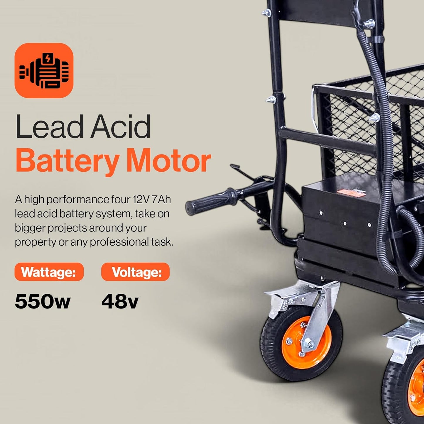 Super Handy GUO122 48V 2Ah 660 lb Working Capacity Electric Utility Power Wagon New - GUO122