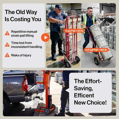 Super Handy GUO150 Pail Lift Electric Hand Truck 220 lbs. Capacity for 5 Gal. Buckets 48V 2Ah New - GUO150