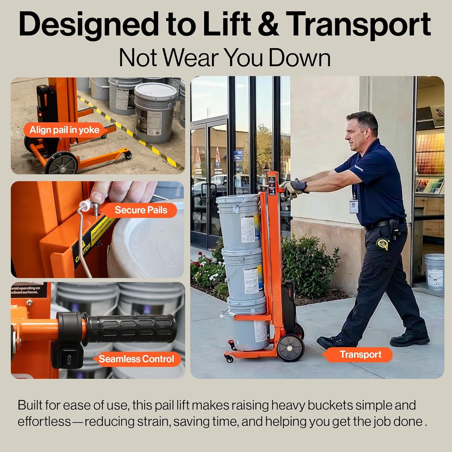Super Handy GUO150 Pail Lift Electric Hand Truck 220 lbs. Capacity for 5 Gal. Buckets 48V 2Ah New - GUO150