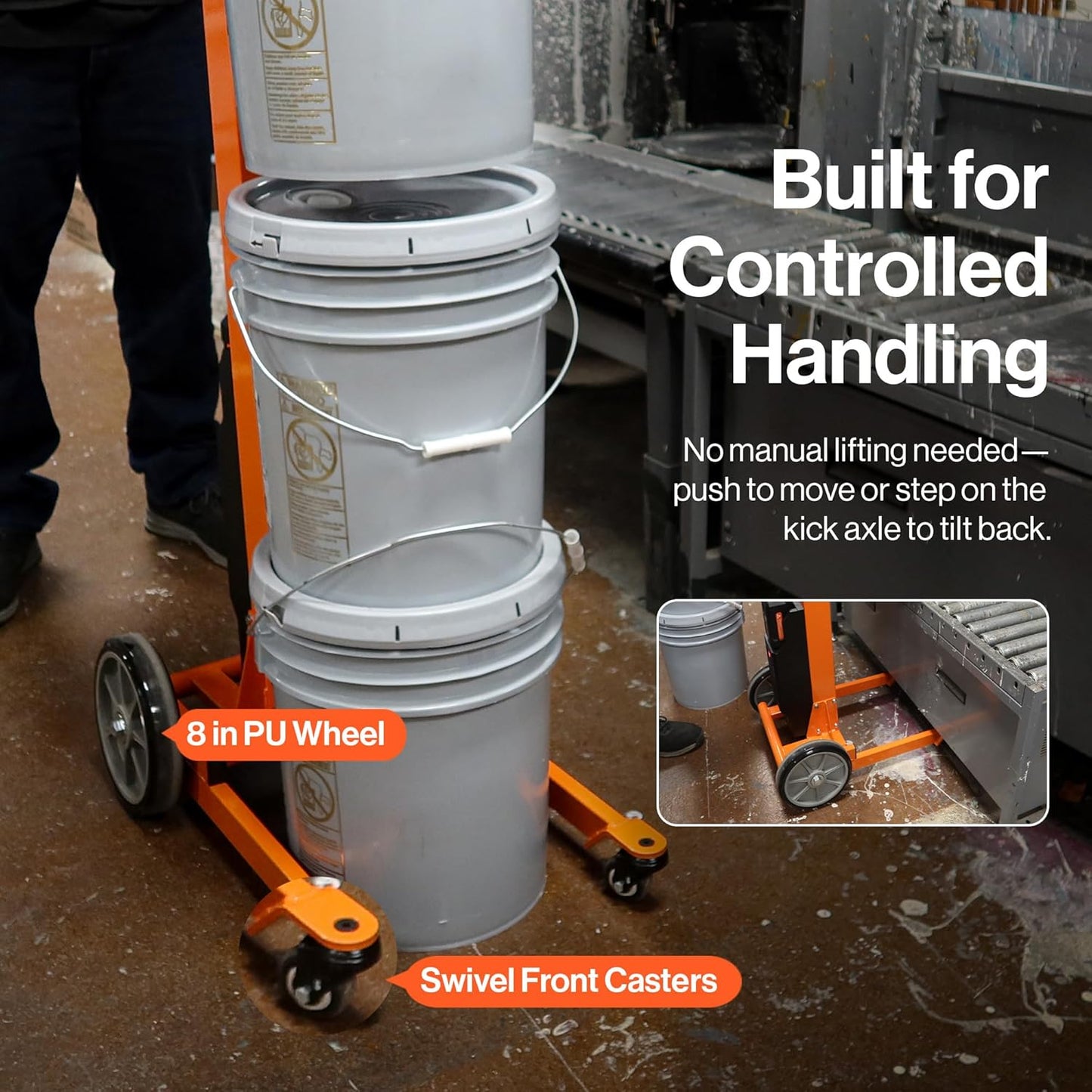 Super Handy GUO150 Pail Lift Electric Hand Truck 220 lbs. Capacity for 5 Gal. Buckets 48V 2Ah New - GUO150