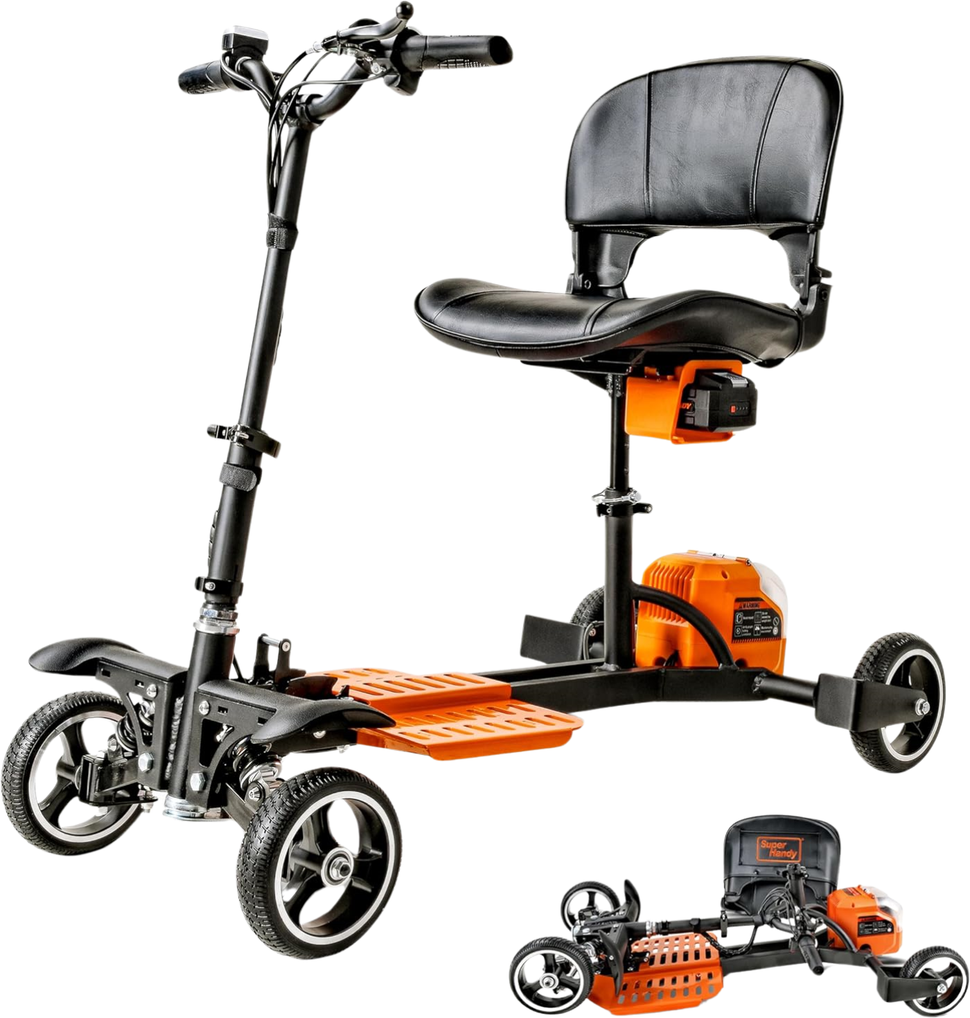 Super Handy GUT164 GUT165 Mobility Scooter 4 Wheel Foldable 48V 2Ah 330 lbs. Capacity 3.7 MPH 6.5 Mile Range New - GUT164