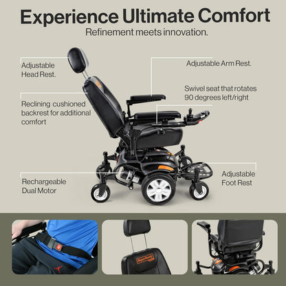 Super Handy GUT171 GoRide CRX Power Wheelchair Mid-Wheel Drive 300 lbs. Capacity 24V 320W 4 MPH 12.8 Mile Range New - GUT171