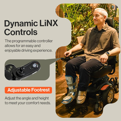 Super Handy GUT171 GoRide CRX Power Wheelchair Mid-Wheel Drive 300 lbs. Capacity 24V 320W 4 MPH 12.8 Mile Range New - GUT171