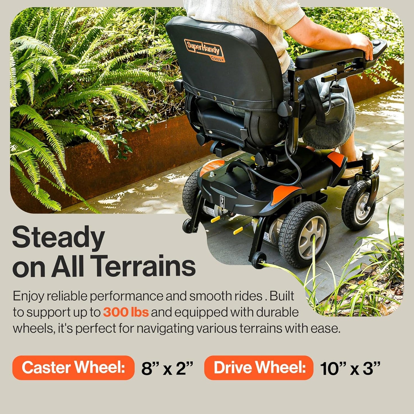 Super Handy GUT172 GoRide CRZ Power Wheelchair Rear-Wheel Drive 300 lbs. Capacity 24V 250W 4 MPH 6.7 Mile Range New - GUT172