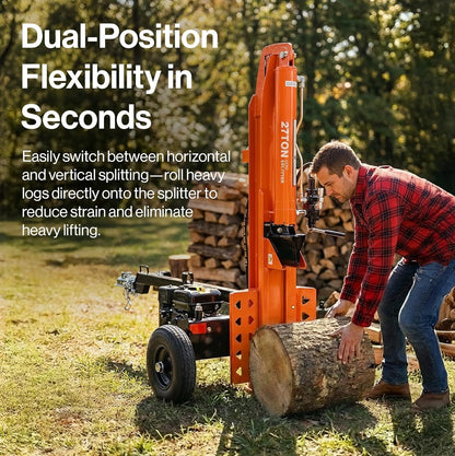 Super Handy GUT199 Log Splitter 27 Ton Full Beam Vertical/Horizontal 223cc Gas Towable New - GUT199