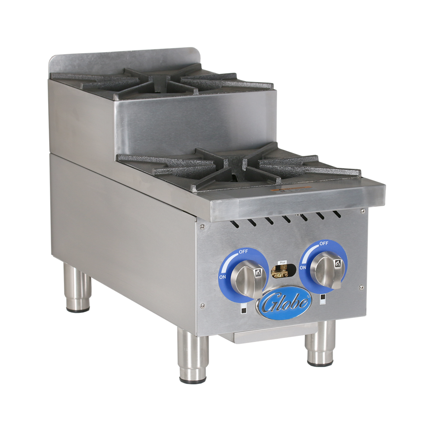 Globe Gas 12" Countertop Step-Up Hot Plates - Natural Gas - GLGHPSU212G