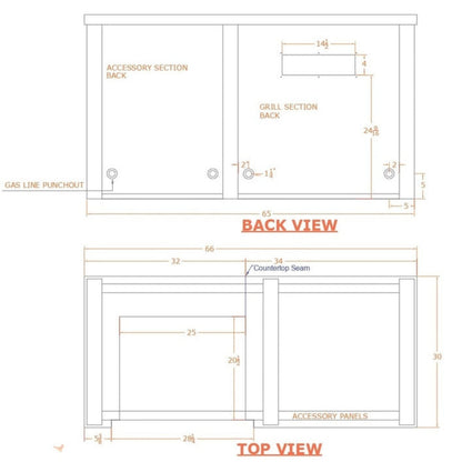 Haven Outdoor 96-Inch Outdoor Kitchen Island with Trash Center & 24-Inch Refrigerator space - HCOY96REFAB