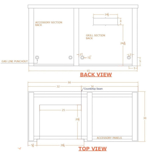 Haven Outdoor 96-Inch Outdoor Kitchen Island with Trash Center & 24-Inch Refrigerator space - HCOY96REFAB