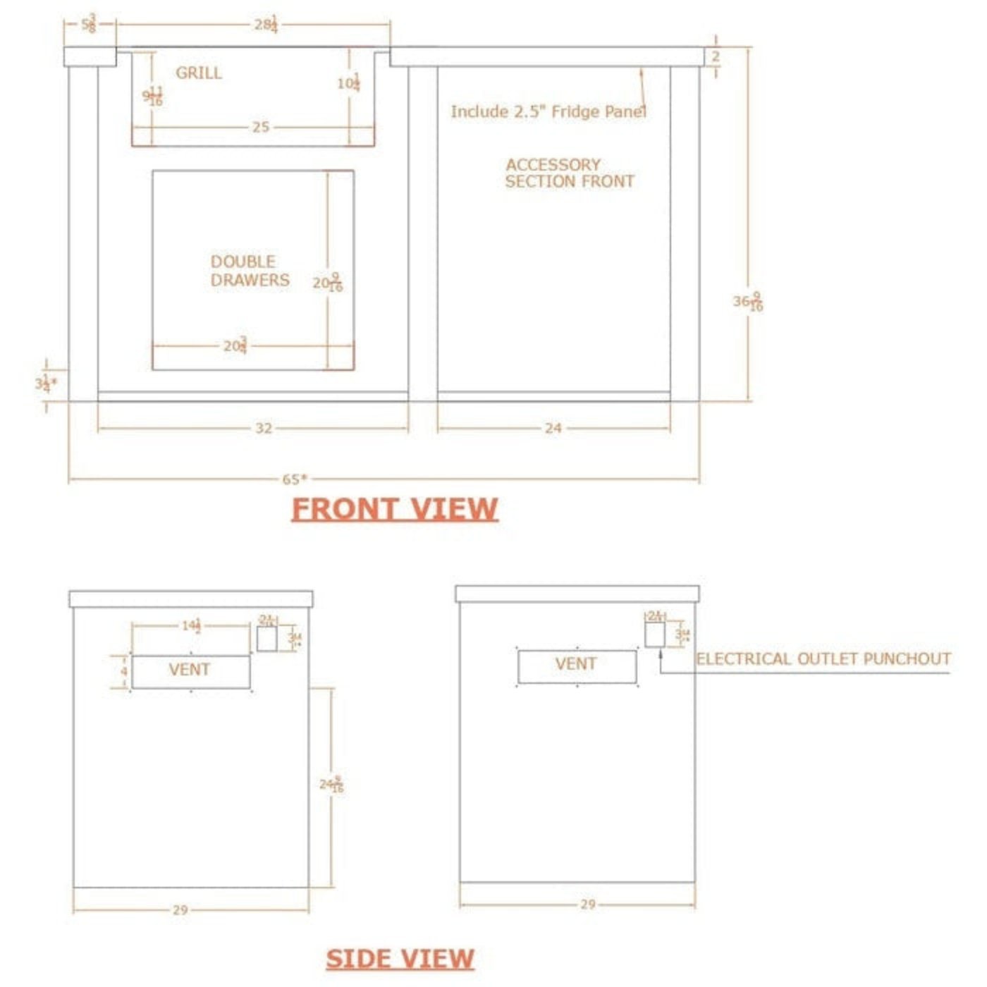 Haven Outdoor 72-Inch Outdoor Kitchen Island with Trash Center Space - HCOY72TRASHAB