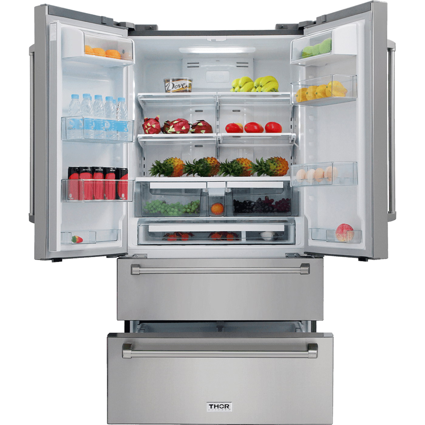Thor Kitchen Appliance Package - 36 in. Liquid Propane Range, Refrigerator, Dishwasher, AP-LRG3601ULP-2