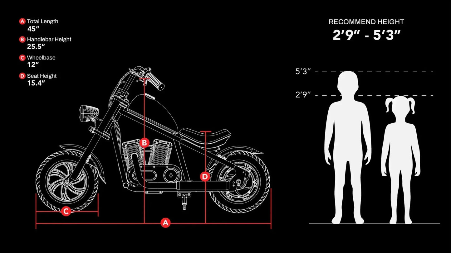 Hyper Gogo Pioneer 12 Plus Electric Motorcycle, Bluetooth - EL-MB05C-BLUE