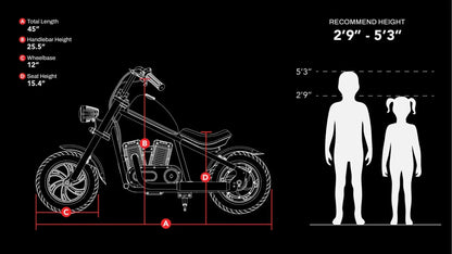 Hyper Gogo Pioneer 12 Plus Electric Motorcycle, Bluetooth - EL-MB05C-BLUE