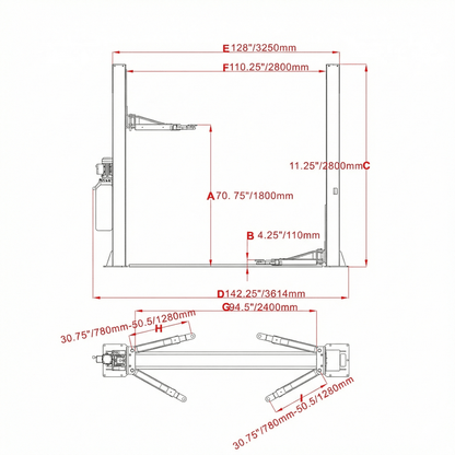 Katool KT-H105 10,000lbs Two Post Lift