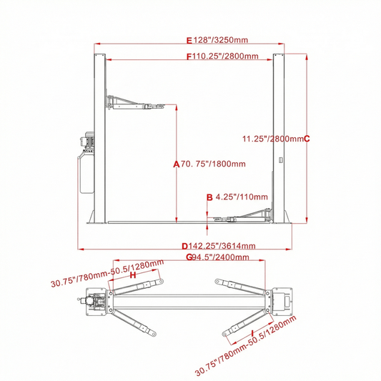 Katool KT-H105 10,000lbs Two Post Lift