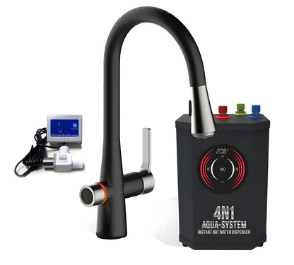 AquaNuTech 4N1 Aqua-System Faucet with Hot Water Dispenser and Leak Detector New - 4N1AS-CH