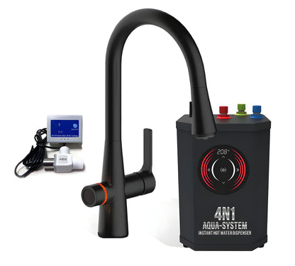 AquaNuTech 4N1 Aqua-System Faucet with Hot Water Dispenser and Leak Detector New - 4N1AS-CH