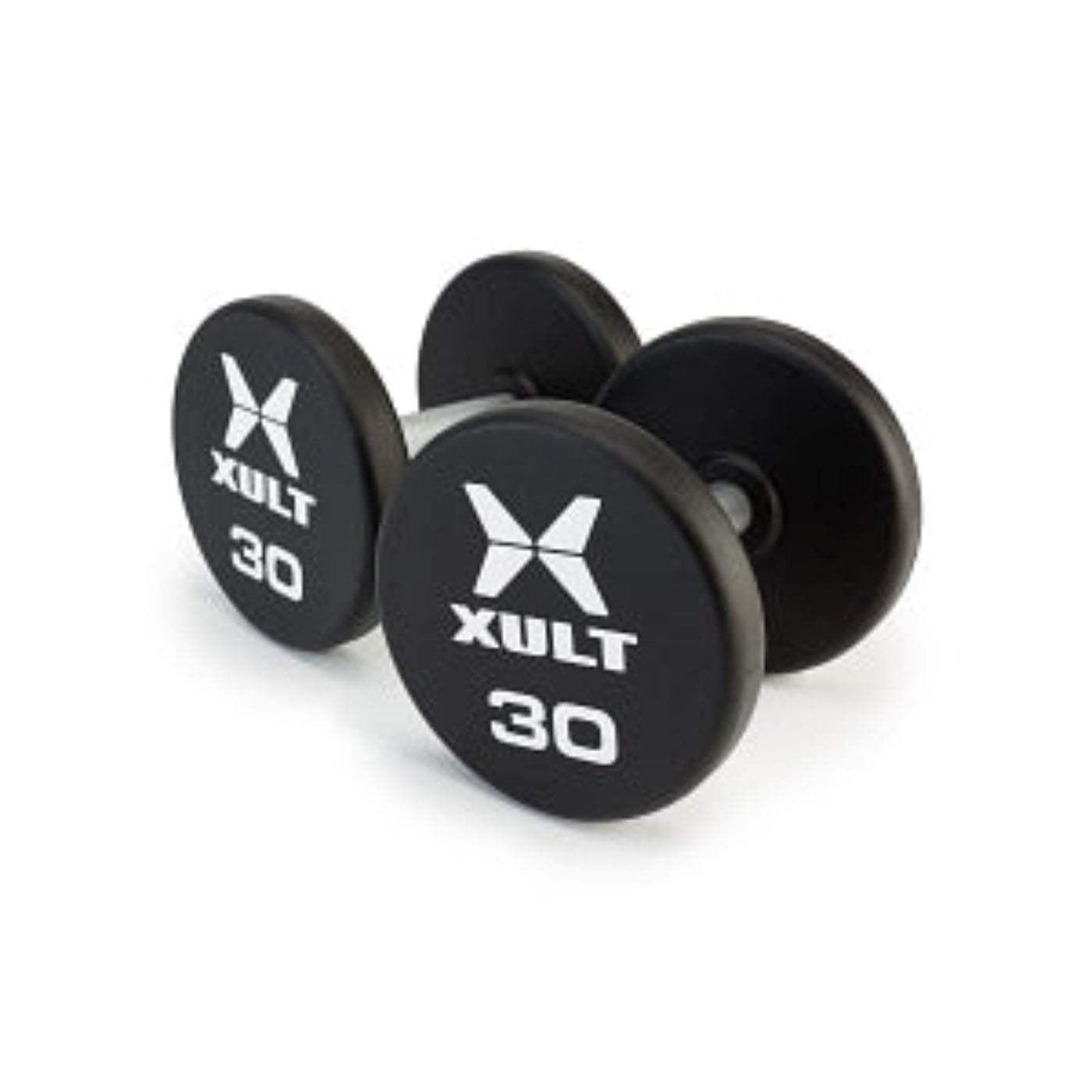 Johnson Health Tech XULT Urethane Round Dumbbells - XULT Urethane Round Dumbbell Set, Black Plus, 37.5 lb. - XT-.5SETURE-RND-P