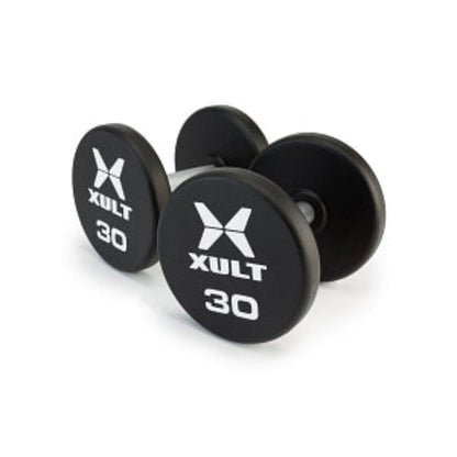 Johnson Health Tech XULT Urethane Round Dumbbells - XULT Urethane Round Dumbbell Set, Black Plus, 37.5 lb. - XT-.5SETURE-RND-P