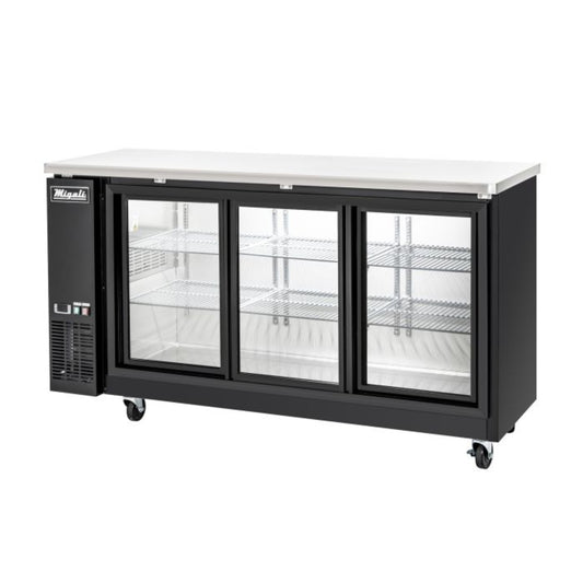 Migali C-BB72SG-HC 3 Sliding Glass Door 72" Back Bar Refrigerator - C-BB72SG-HC