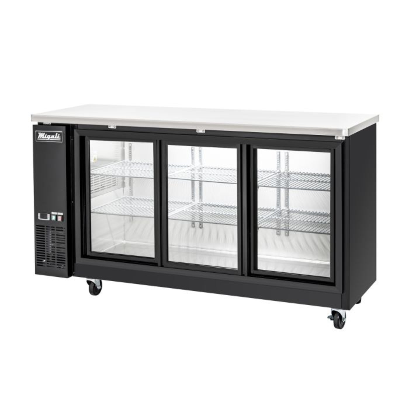 Migali C-BB72SG-HC 3 Sliding Glass Door 72" Back Bar Refrigerator - C-BB72SG-HC
