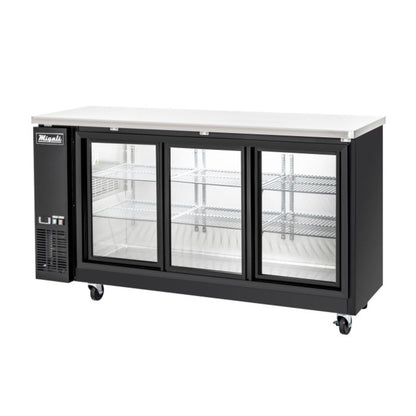 Migali C-BB72SG-HC 3 Sliding Glass Door 72" Back Bar Refrigerator - C-BB72SG-HC