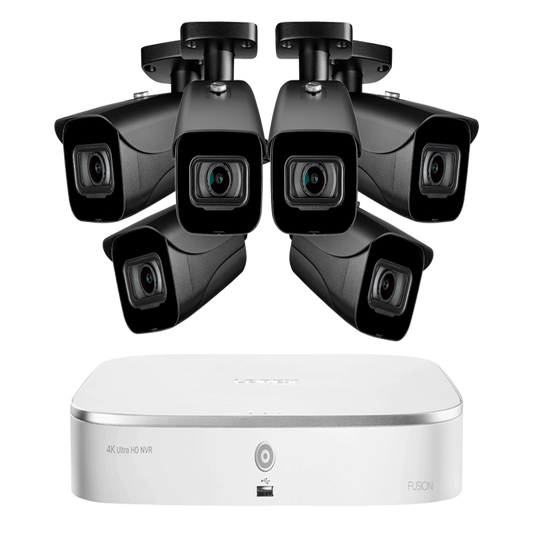Lorex 4K 8-Channel Fusion NVR System with Six 4K (8MP) IP Cameras Security Surveillance System New - N4K2-86BB