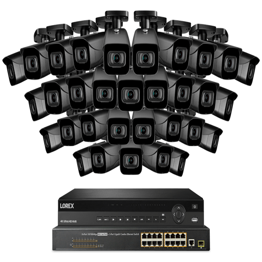 Lorex NC4K8-3232BB 32-Channel NVR System with Thirty-Two 4K (8MP) IP Cameras Security Surveillance System New - NC4K8-3232BB