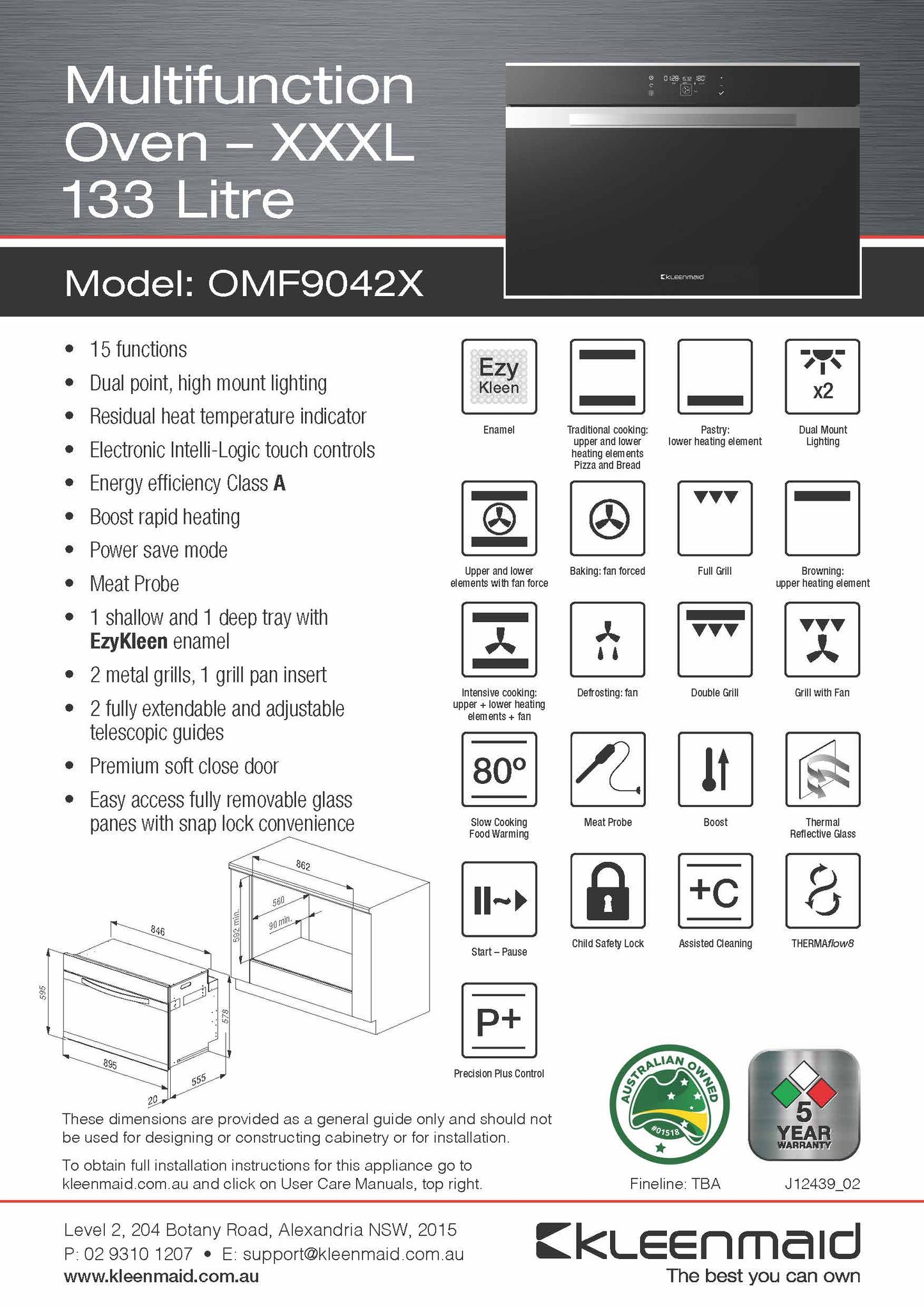 Kleenmaid OMF9042X 90cm Multifunction Oven - OMF9042X