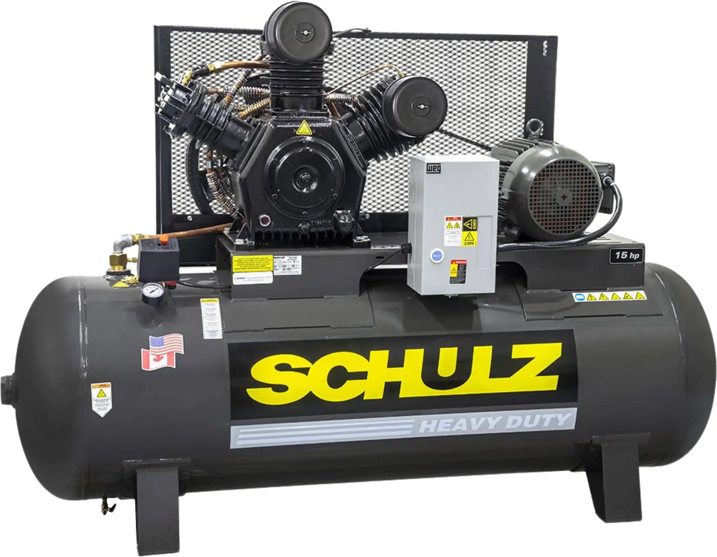 Schulz Premium Series Air Compressor 15 HP 120 gal. 2-Stage 208-230V 3-Phase Horizontal - 932.9337-P