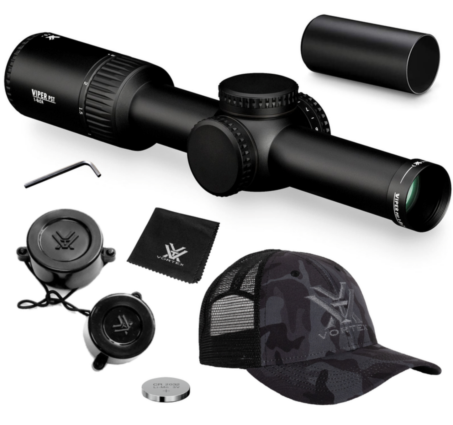 Vortex Optics Viper PST Gen II Second Focal Plane 1-6X24  (MRAD) Reticle, 30 mm Tube Riflescope with Wearable4U Bundle - VMR-2