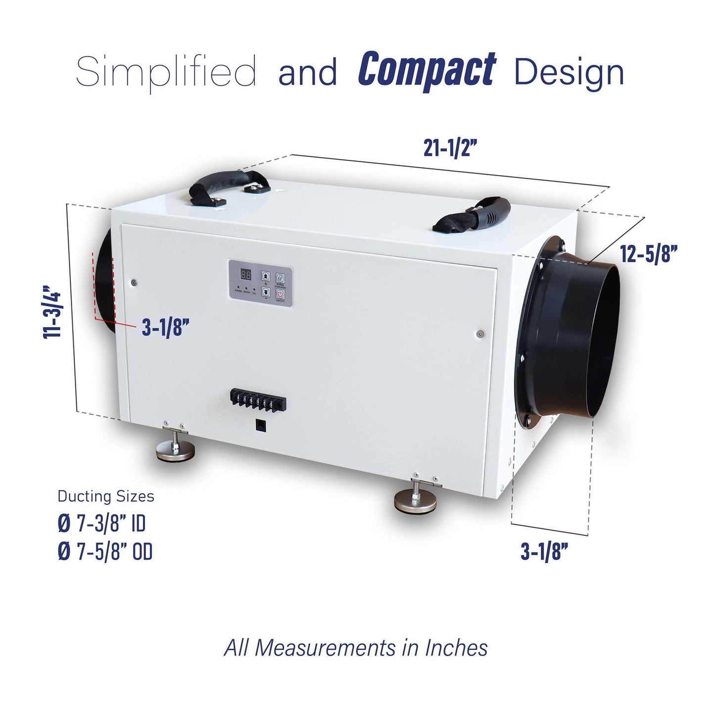 Pioneer QHD070 115V 70-Pint Per Day Whole-House Commercial Grade Ductable High Performance Dehumidifier - QHD070AUDH26WH