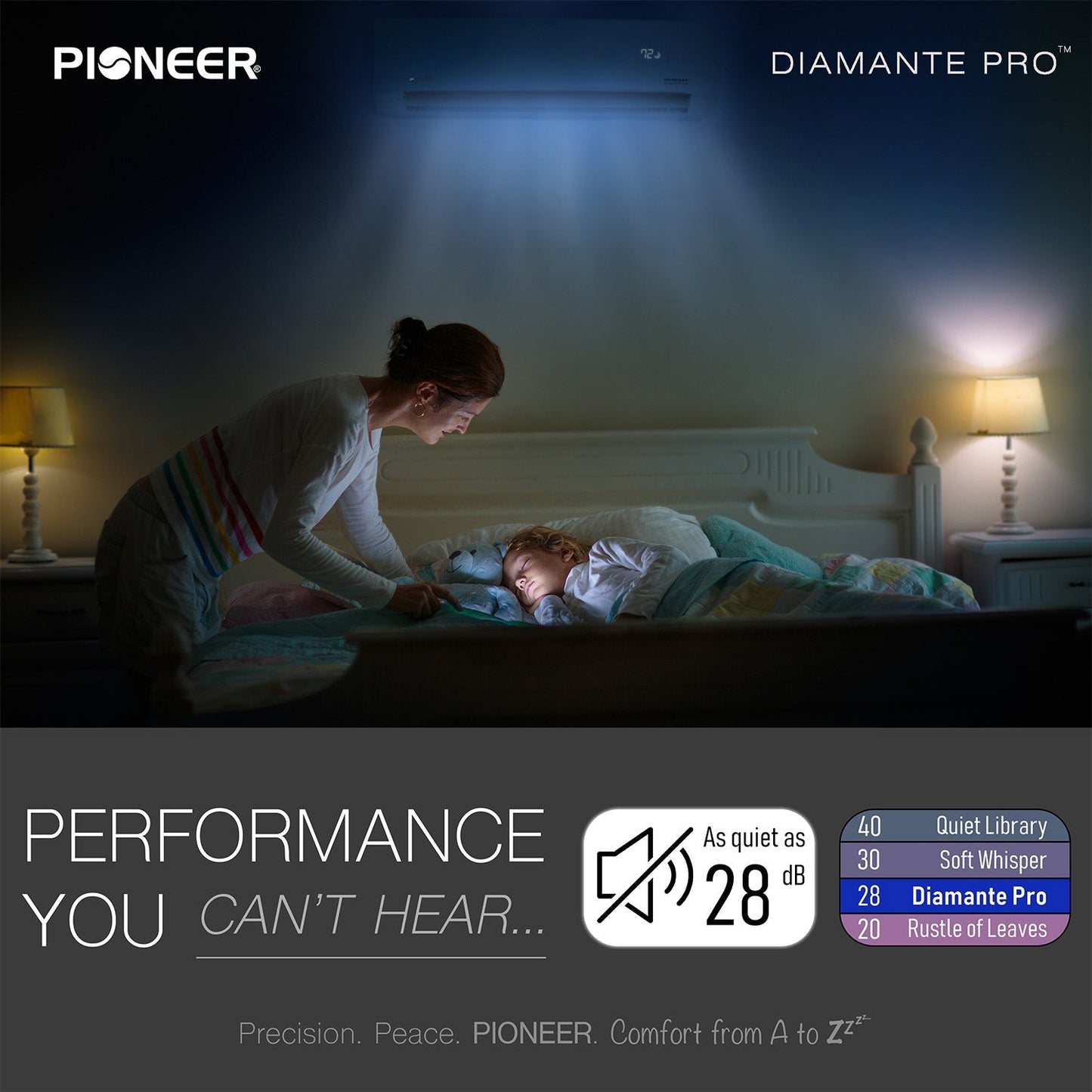 Pioneer Diamante Pro 18,000 BTU 21 SEER2 230V High-Wall Ductless Mini-Split Air Conditioner Inverter Heat Pump with 16 Ft. Kit - WYT018GLSI20RL