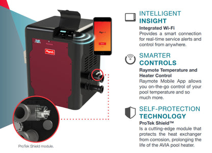 Raypak AVIA 399k Btu  Digital Pool Heater - Copper - Propane Gas - WiFi Ready  -  018039