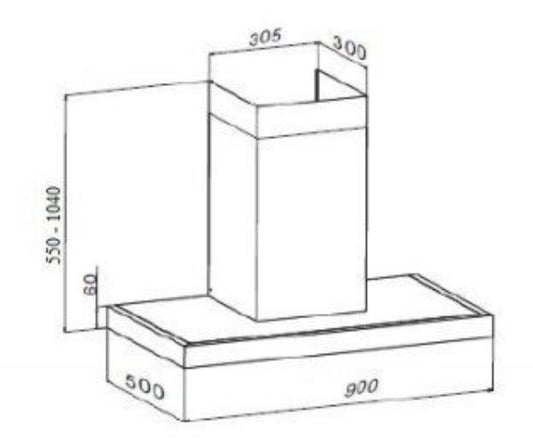 Kleenmaid 90cm Wall Mounted Canopy Rangehood - RHSCK91
