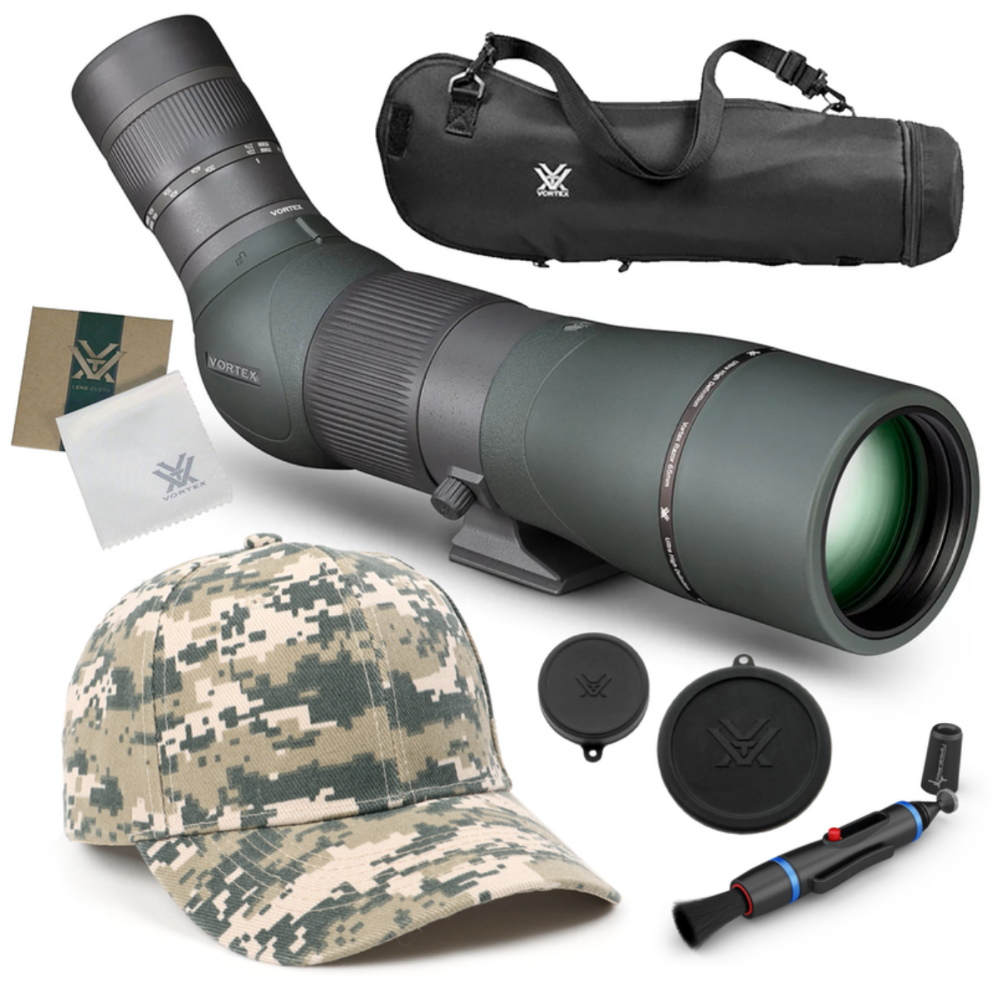 Vortex Optics Razor HD 22-48x65 (Angled) Spotting Scope with Free Hat and Wearable4U Bundle