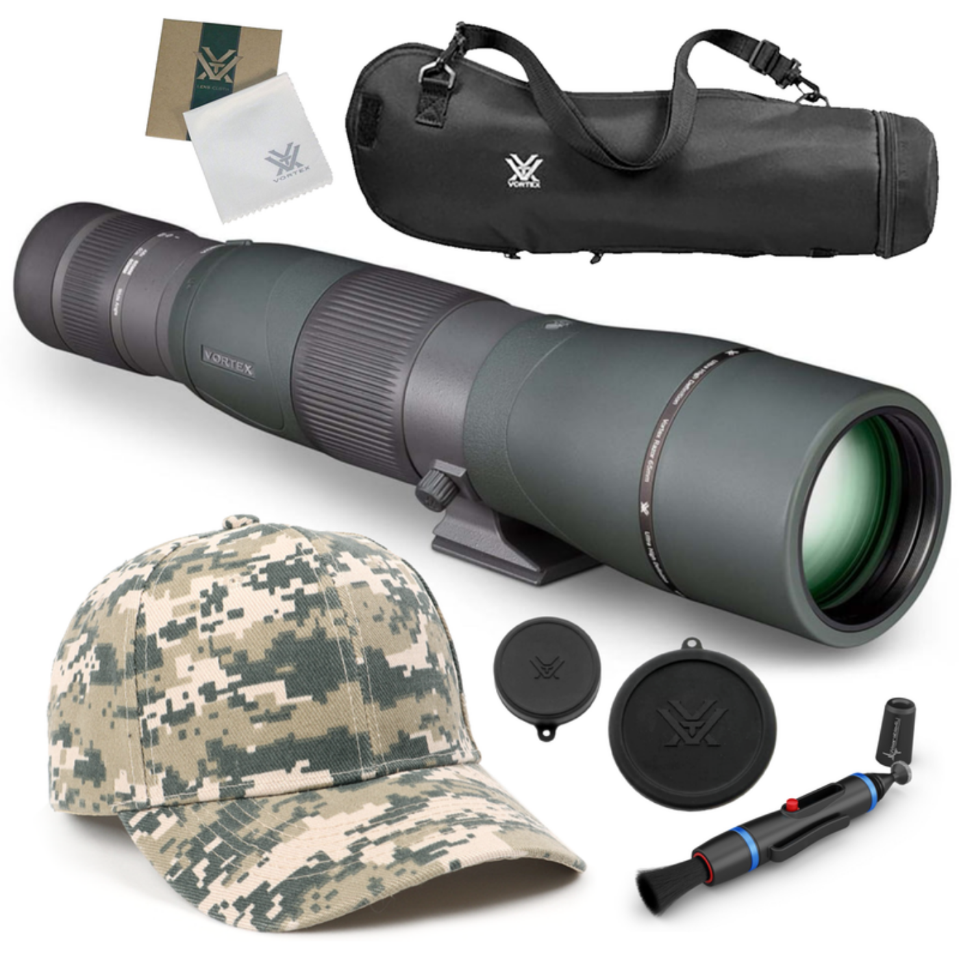 Vortex Optics Razor HD 22-48x65 (Straight) Spotting Scope with Free Hat and Wearable4U Bundle