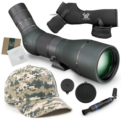 Vortex Optics Razor HD 27-60X85 (Angled) Spotting Scope with Free Hat and Wearable4U Bundle - RS-85A