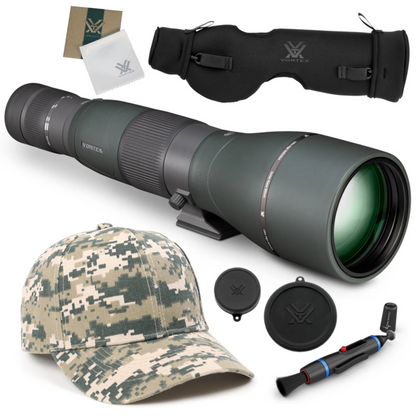 Vortex Optics Razor HD 27-60X85 Straight  Spotting Scope with Free Hat and Lens Cleaning Pen Bundle - RS-85S