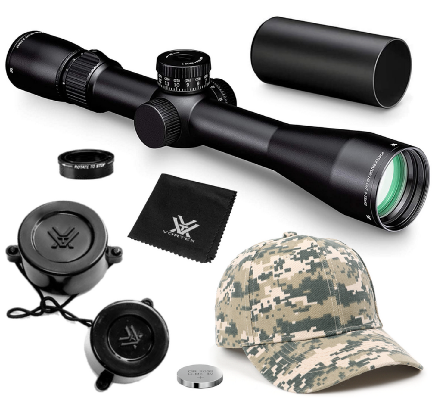 Vortex Optics Razor HD LHT 3-15x42 SFP (MOA) Reticle 30 mm Tube Riflescope with Mount and Hat Bundle - HSR-5i
