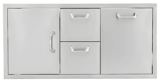 PCM  260 Series 32" Double Drawer & Trash/Propane Tank Roll-Out Combo -  BBQ-260-DDC/TR-R