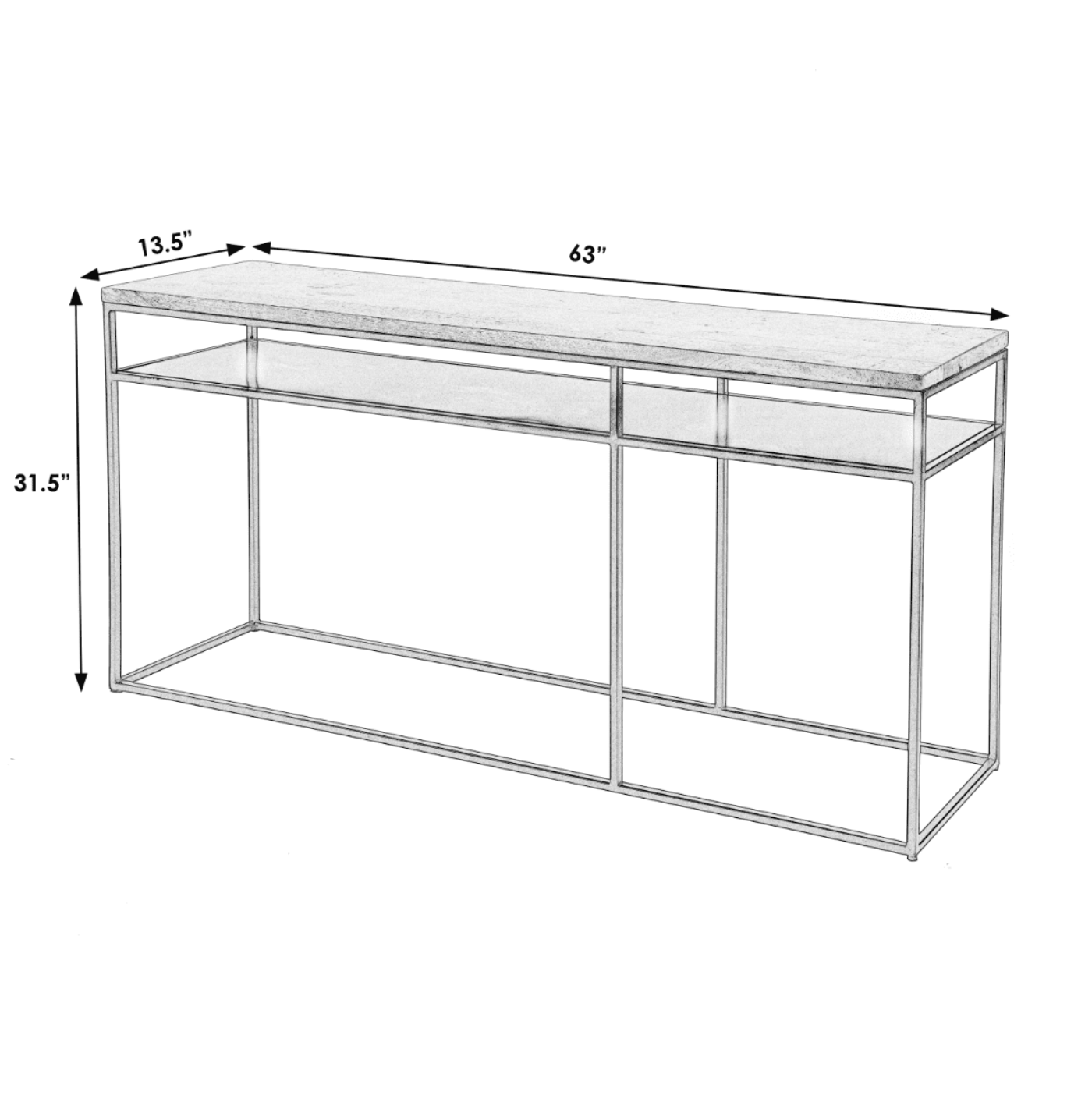 Butler Specialty Company Sutton 63"" Iron and Wood Console Table with Storage, Light Brown -  5683330