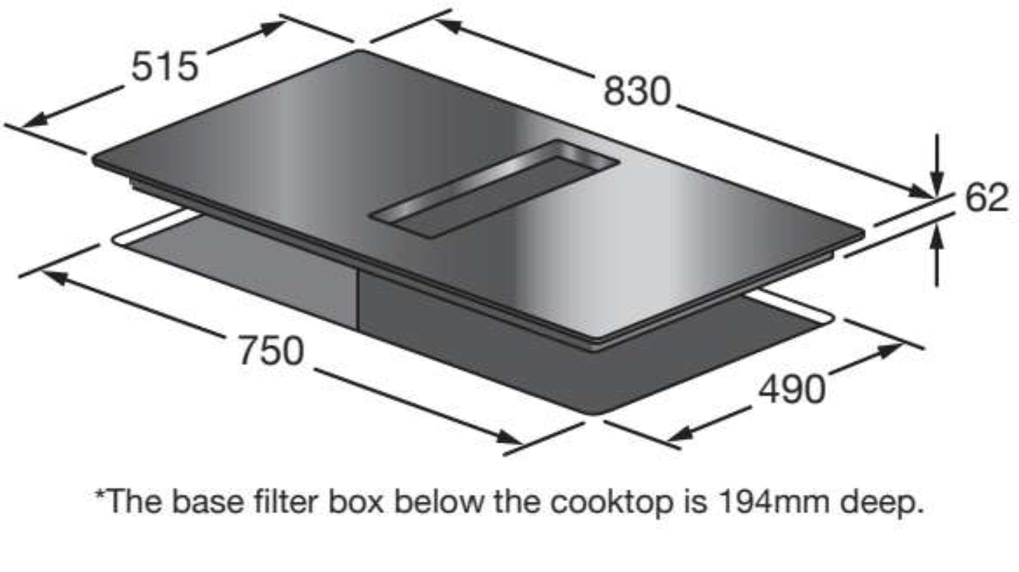 Kleenmaid 90cm wide Induction Cooktop with Integrated Air Extraction System - ICTFX9042