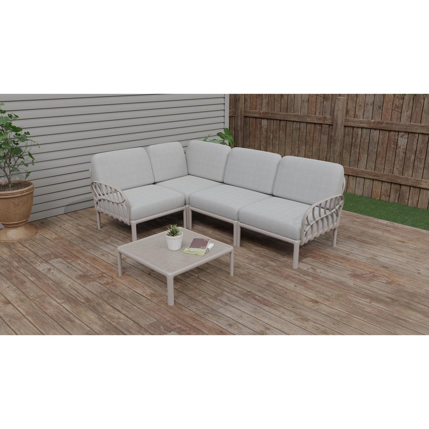 Strata Furniture Dahlia Patio Corner Loveseat and Table  - ODAXLETGG