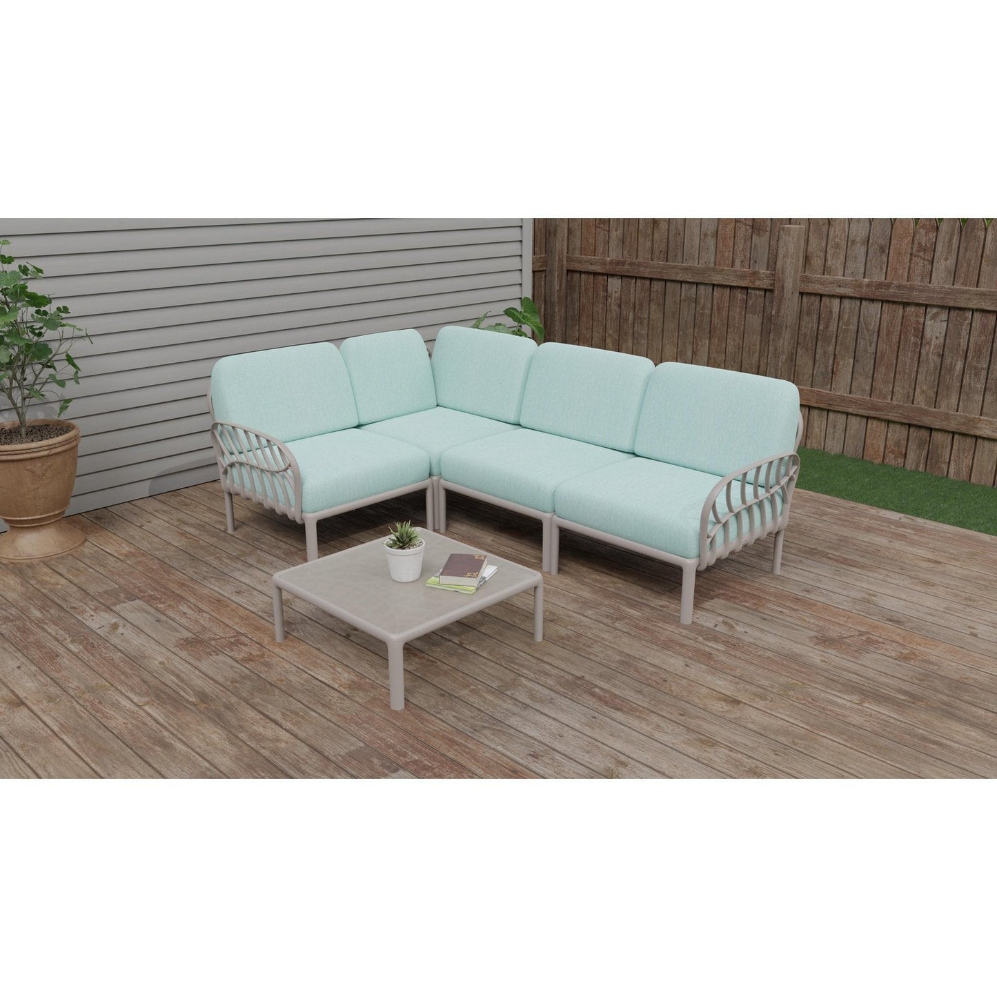 Strata Furniture Dahlia Patio Corner Loveseat and Table  - ODAXLETGM