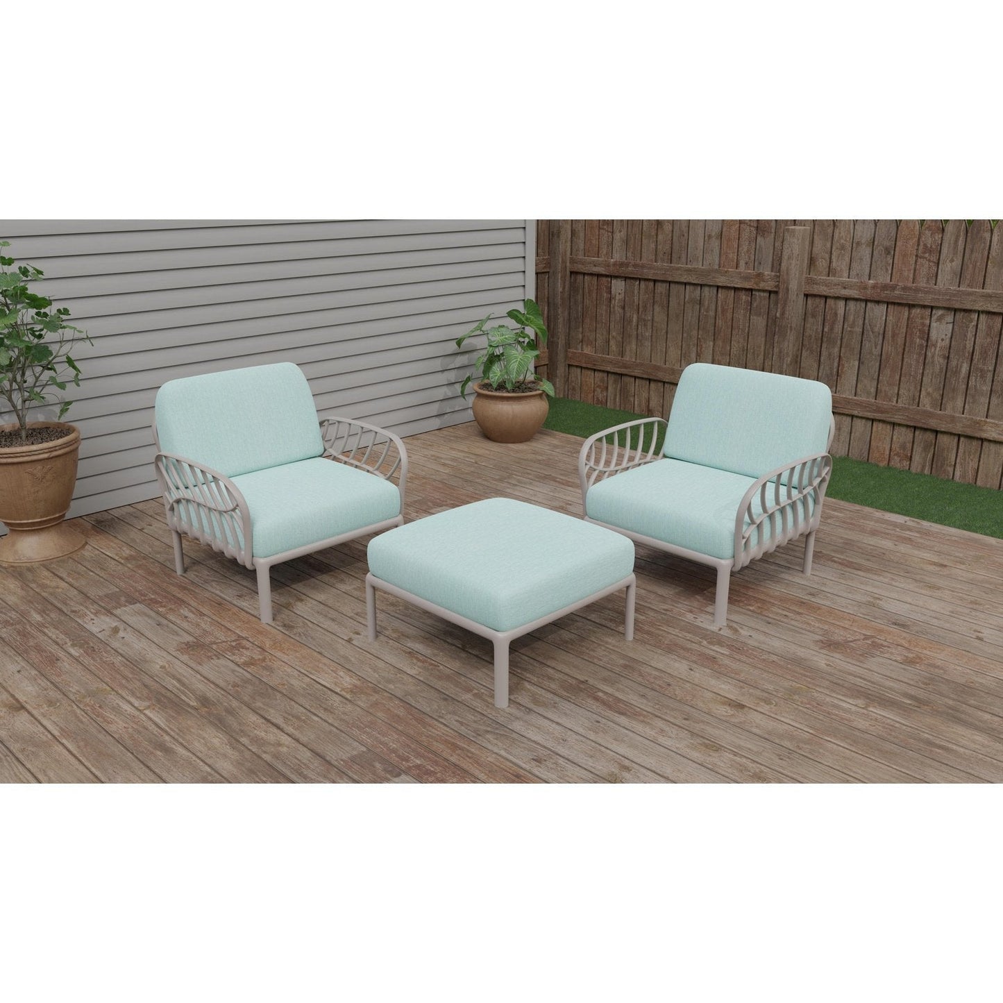 Strata Furniture Dahlia Patio Set Chairs and Ottoman  - ODACCOGM